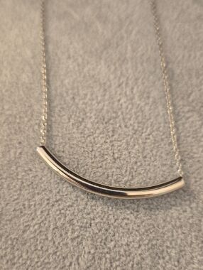 Stainless Steel Curved Bar Necklace - Women Jewelry